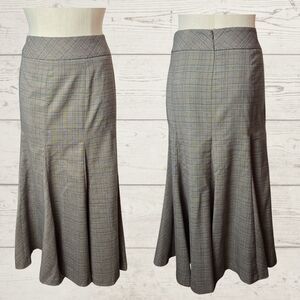 Focus 2000 Fluted Midi Skirt Glen Plaid Academia Career Preppy Y2K